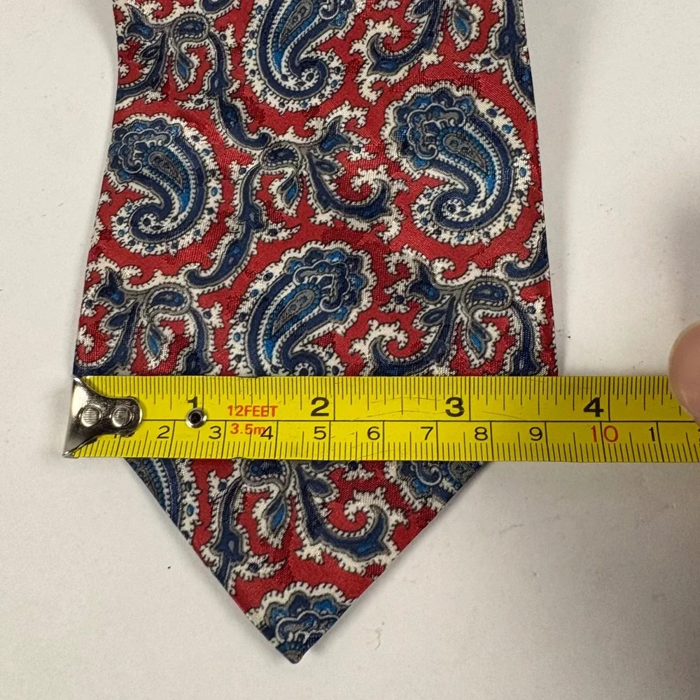 Christian Dior Tie Mens OS Red Paisley Monsieur Vintage Designer Necktie 0219